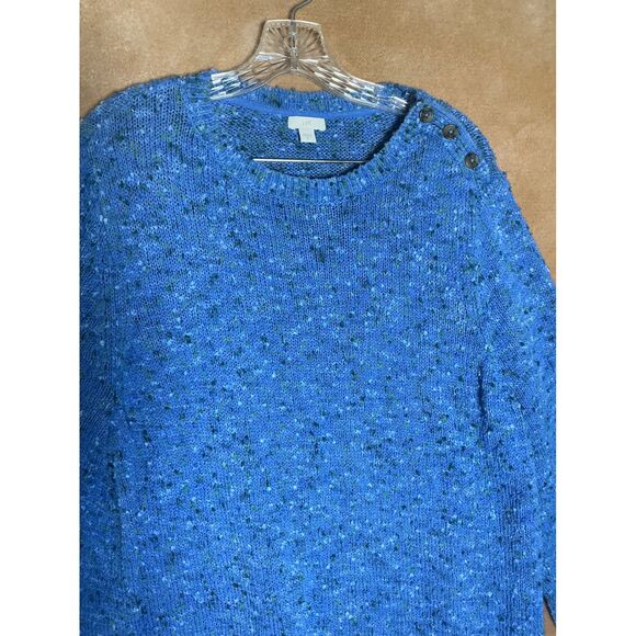 J Jill Blue Speckled Knit Sweater Button Shoulder Long Sleeve Women's 2X - Picture 4 of 9
